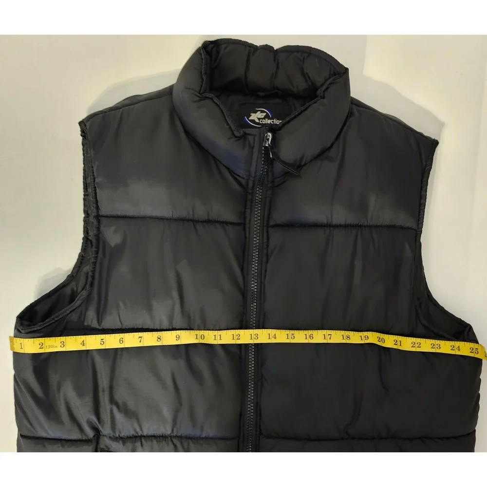 KC Collections Mens Black Puffer‎ Vest Full Zip Quilted Sleeveless Jacket Large